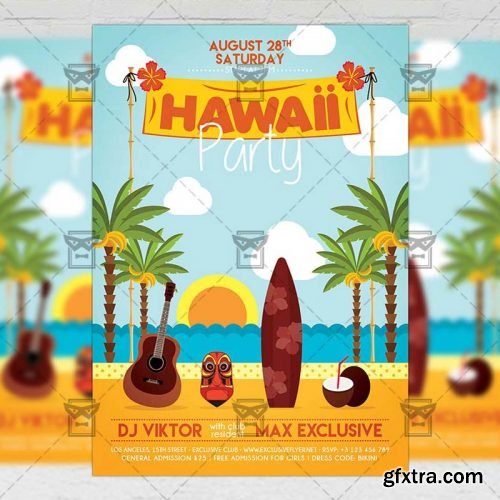 Hawaii Night Flyer - Seasonal A5 Template