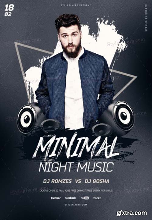 Minimal Night Music V20 2018 PSD Flyer Template