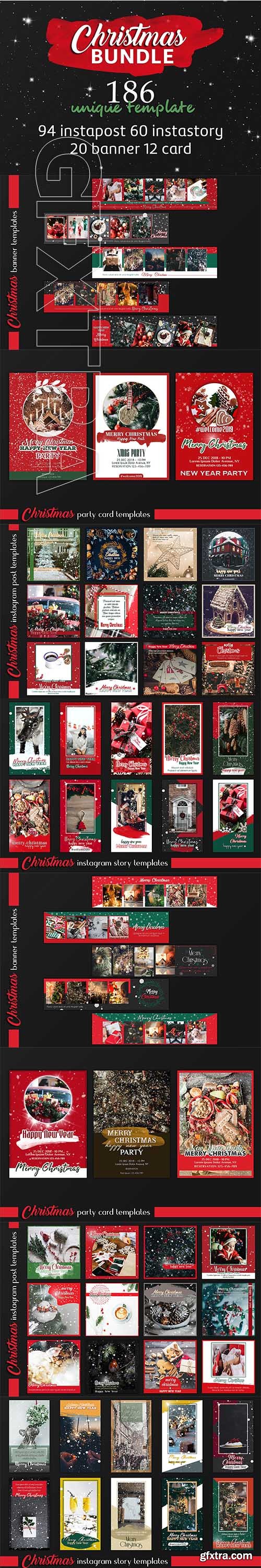 CreativeMarket - Christmas Instagram & Card Bundle 3213068