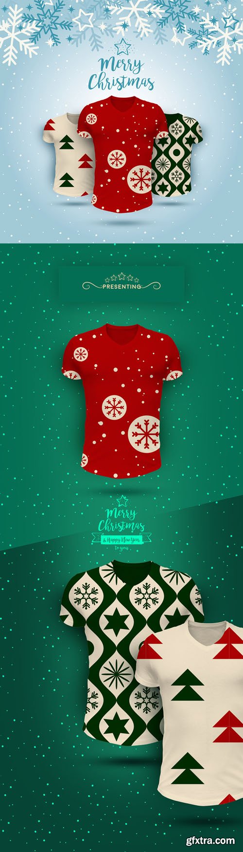 Christmas T-Shirts PSD Mockups Collection