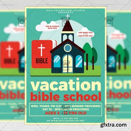 Vacation Bible School Flyer - Church A5 Template