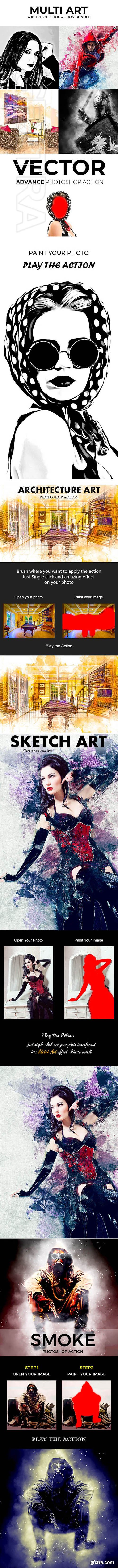 GraphicRiver - Multi Art 4 in 1 Photoshop Action Bundle 22921554