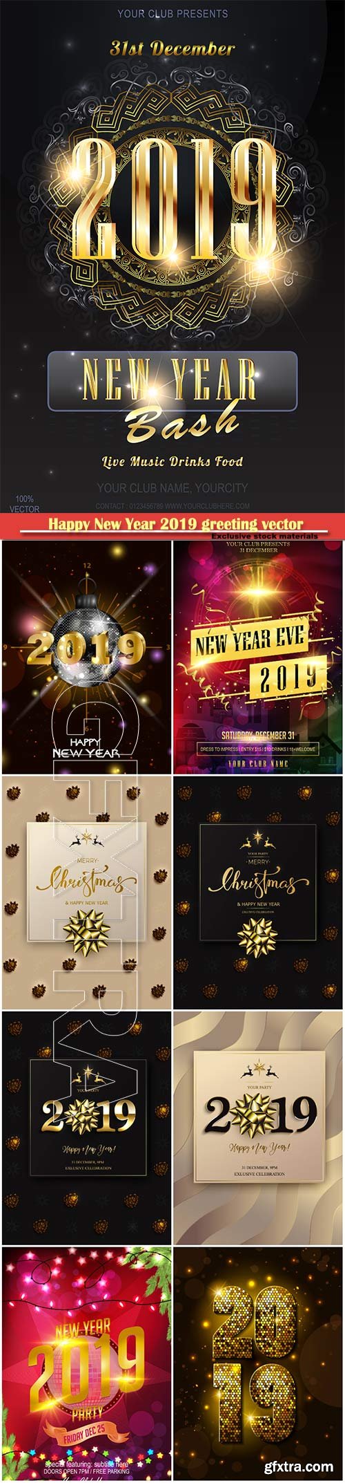 Happy New Year 2019 greeting vector background