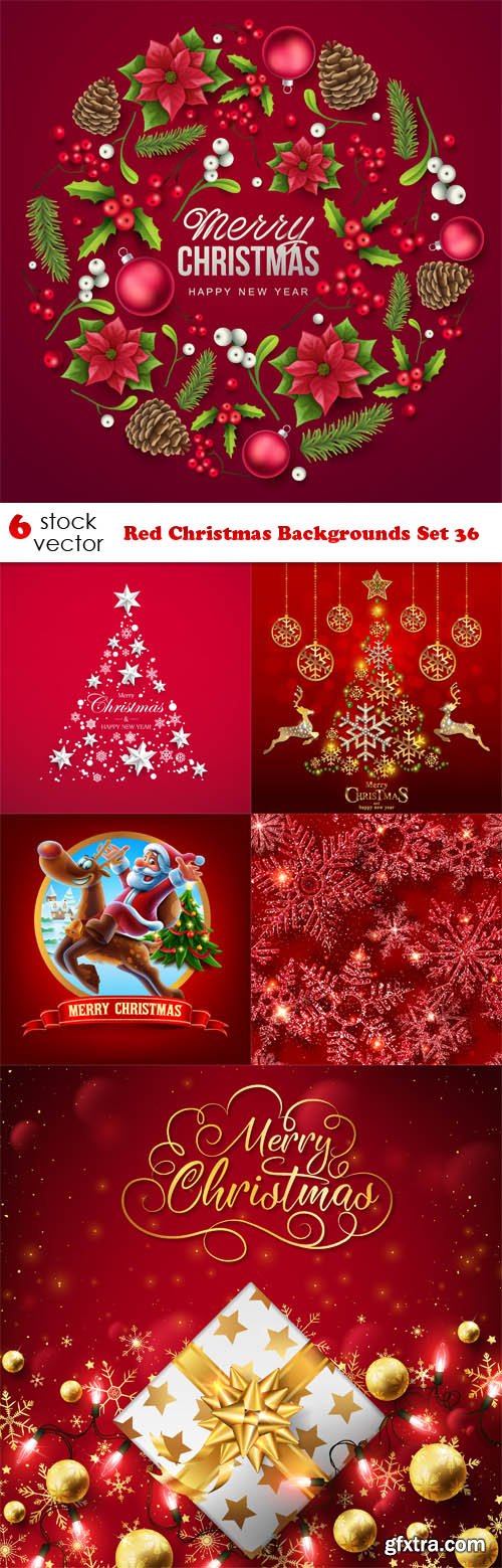 Vectors - Red Christmas Backgrounds Set 36