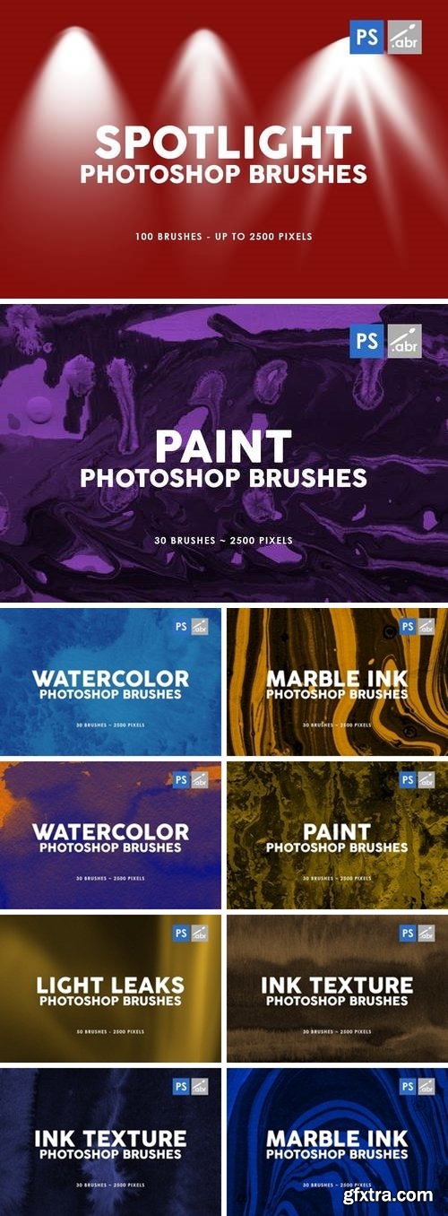 Watercolor Texture Photoshop Brushes Bundle