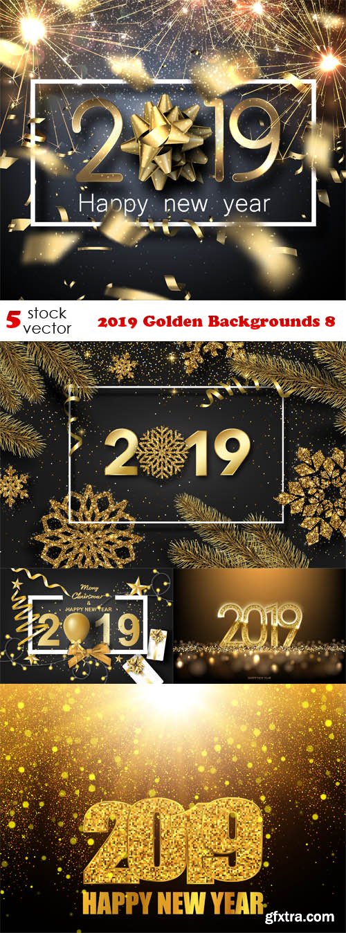 Vectors - 2019 Golden Backgrounds 8