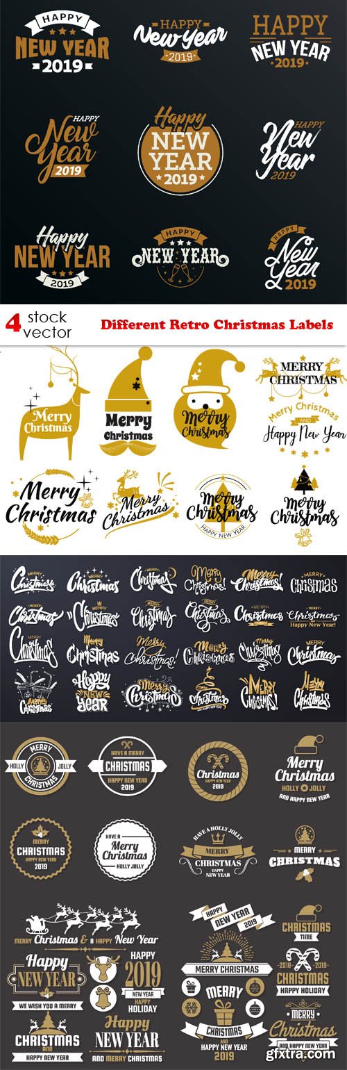 Vectors - Different Retro Christmas Labels