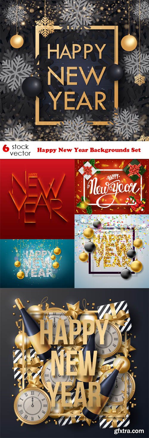 Vectors - Happy New Year Backgrounds Set