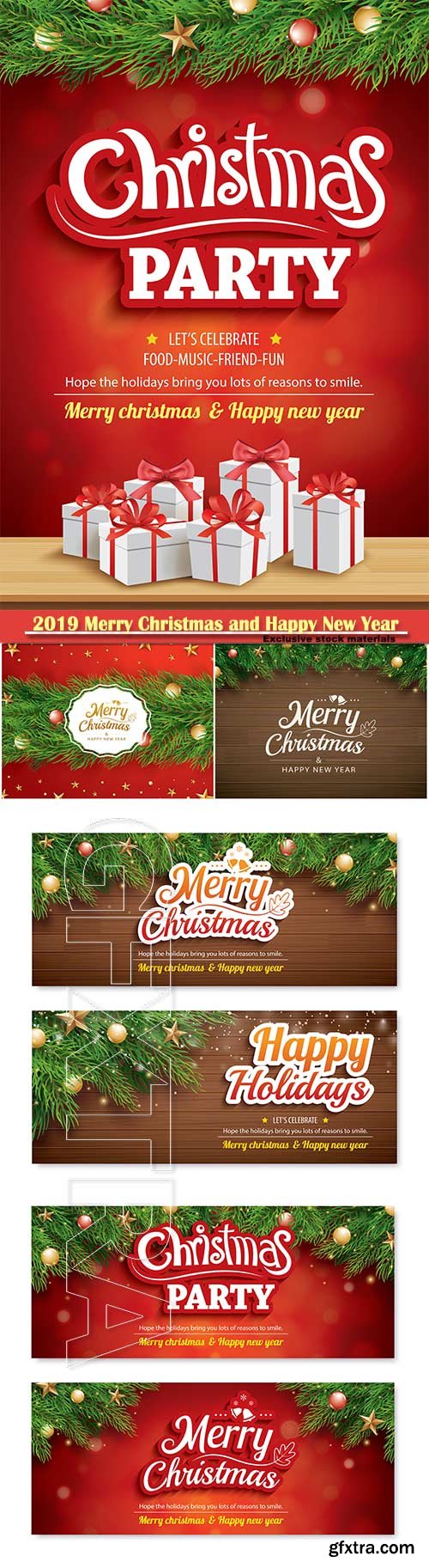 2019 Merry Christmas and Happy New Year vector design # 13