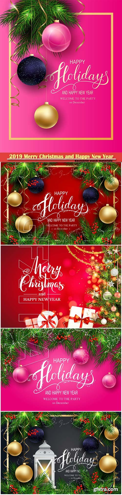 2019 Merry Christmas and Happy New Year vector design # 11