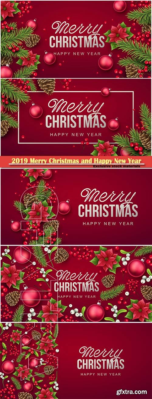 2019 Merry Christmas and Happy New Year vector design # 14