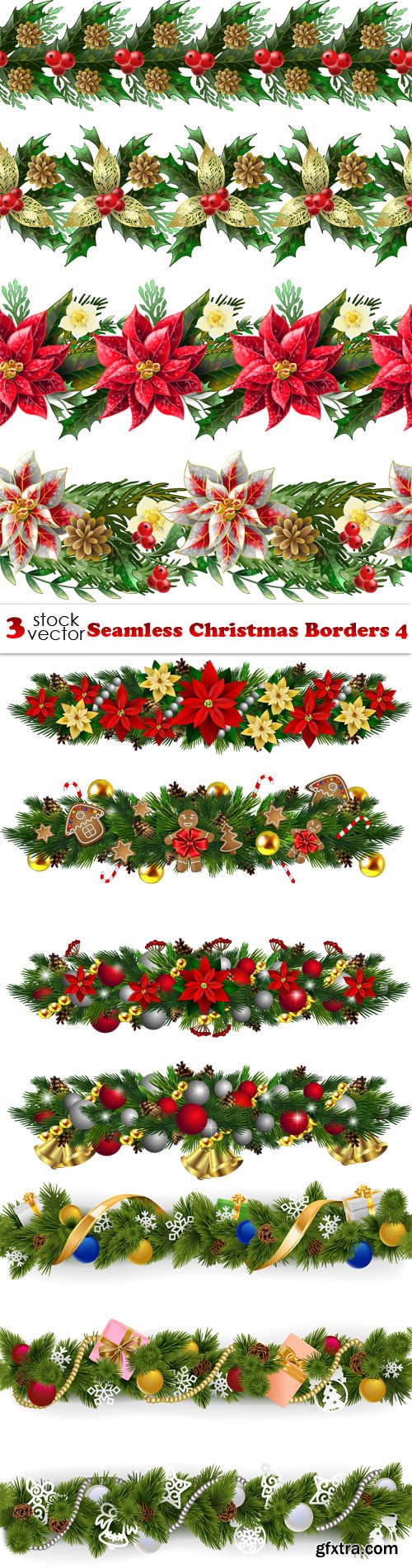 Vectors - Seamless Christmas Borders 4