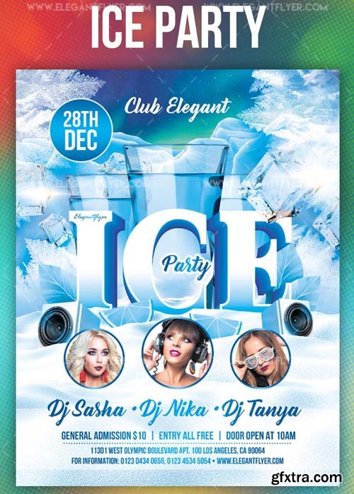 Ice Party V3 2018 Flyer PSD Template + Instagram template