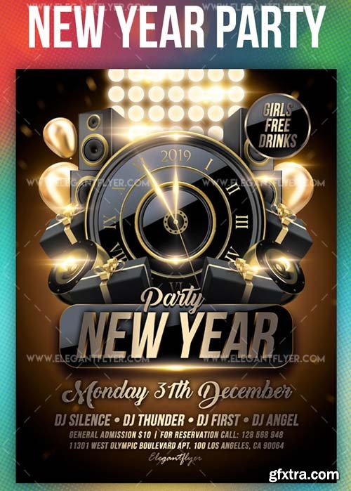 New Year Party V56 2018 Flyer PSD Template + Instagram template