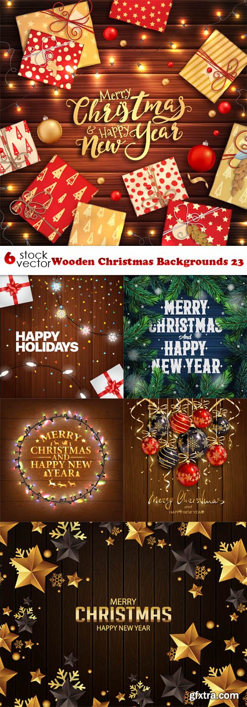 Vectors - Wooden Christmas Backgrounds 23