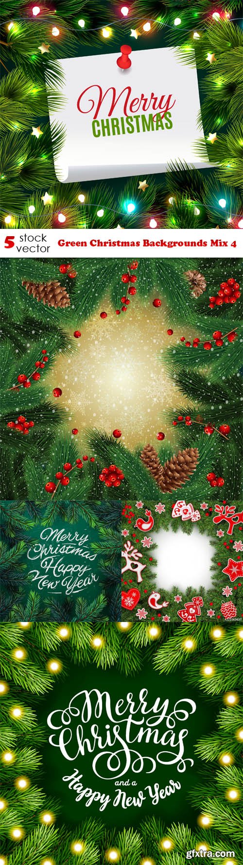 Vectors - Green Christmas Backgrounds Mix 4