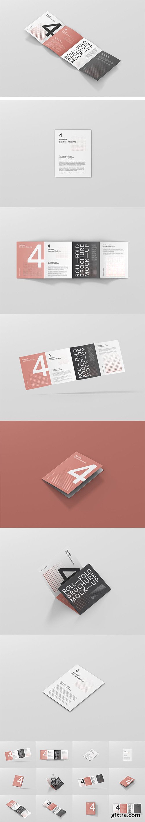 Roll-Fold Brochure Mockup - 8.5x11 inch US Letter