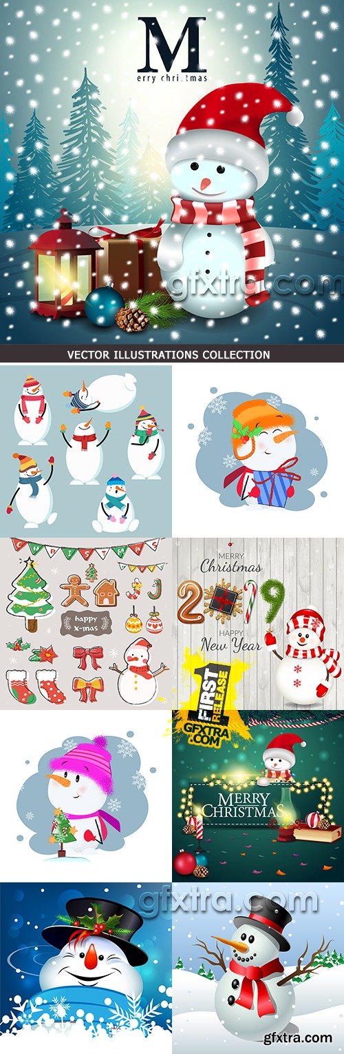 New Year\'s snowman amusing cartoon character