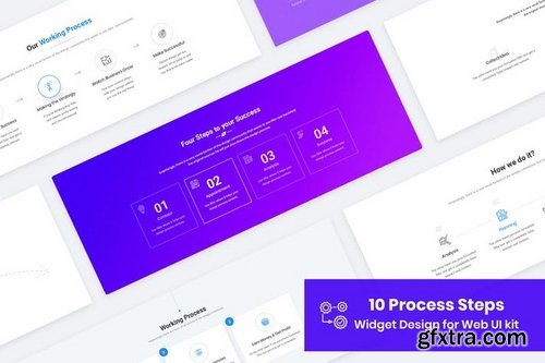 10 Process Steps Widget Design for Web-UI Kit