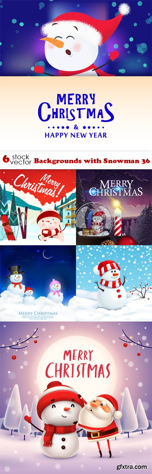 Vectors - Backgrounds with Snowman 36