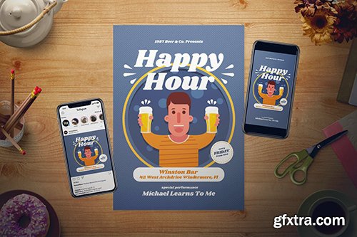 Happy Hour Flyer Set