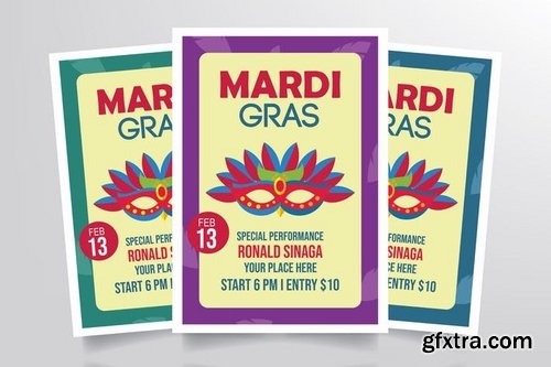 Mardi Gras Flyer Template Vol 1