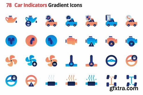 Car Indicators Vector Gradient Icons