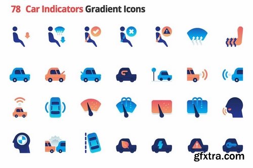 Car Indicators Vector Gradient Icons