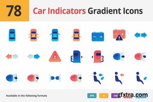 Car Indicators Vector Gradient Icons