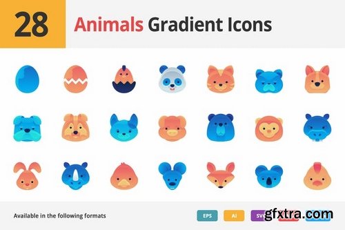 Animals Gradient Vector Icons