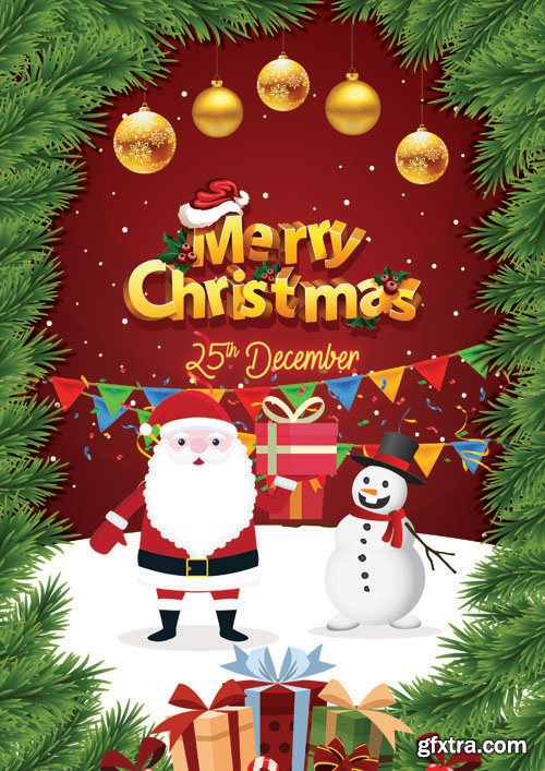 Merry Christmas Greeting Flyer PSD Template