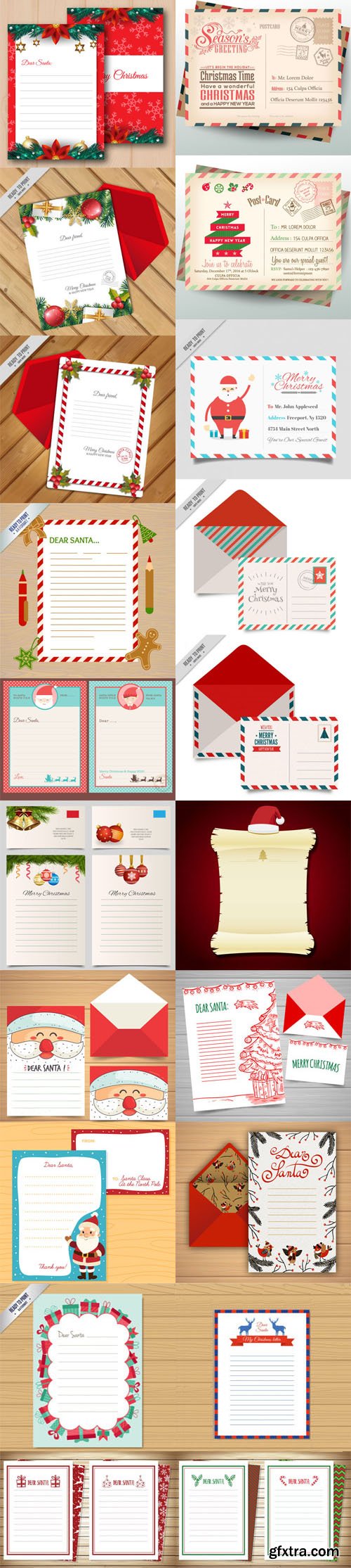 Merry Christmas Letter Templates with Envelope Collection 1