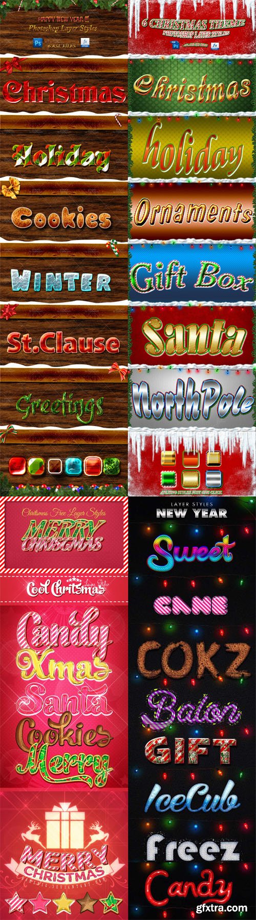 Holiday & Christmas Photoshop Layer Styles Pack 1