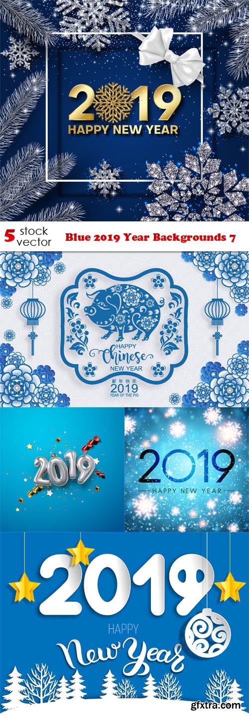 Vectors - Blue 2019 Year Backgrounds 7