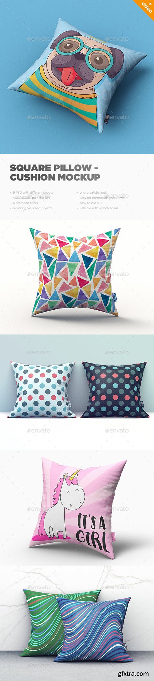 Graphicriver - Square Pillow / Cushion MockUp 22996798