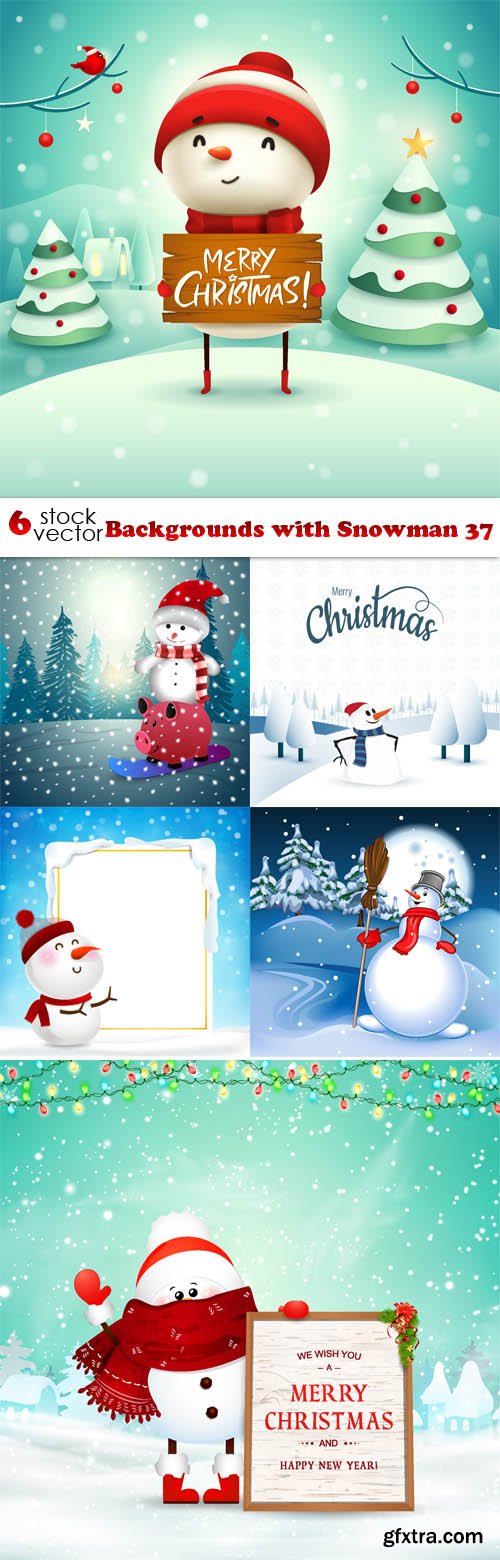 Vectors - Backgrounds with Snowman 37