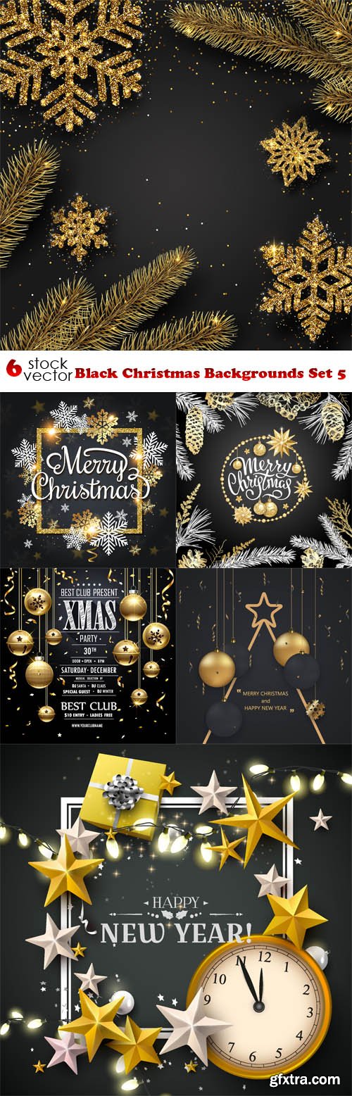 Vectors - Black Christmas Backgrounds Set 5