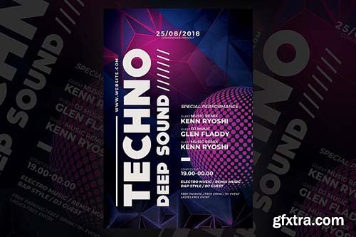 CreativeMarket - Techno Music Flyer 3256819