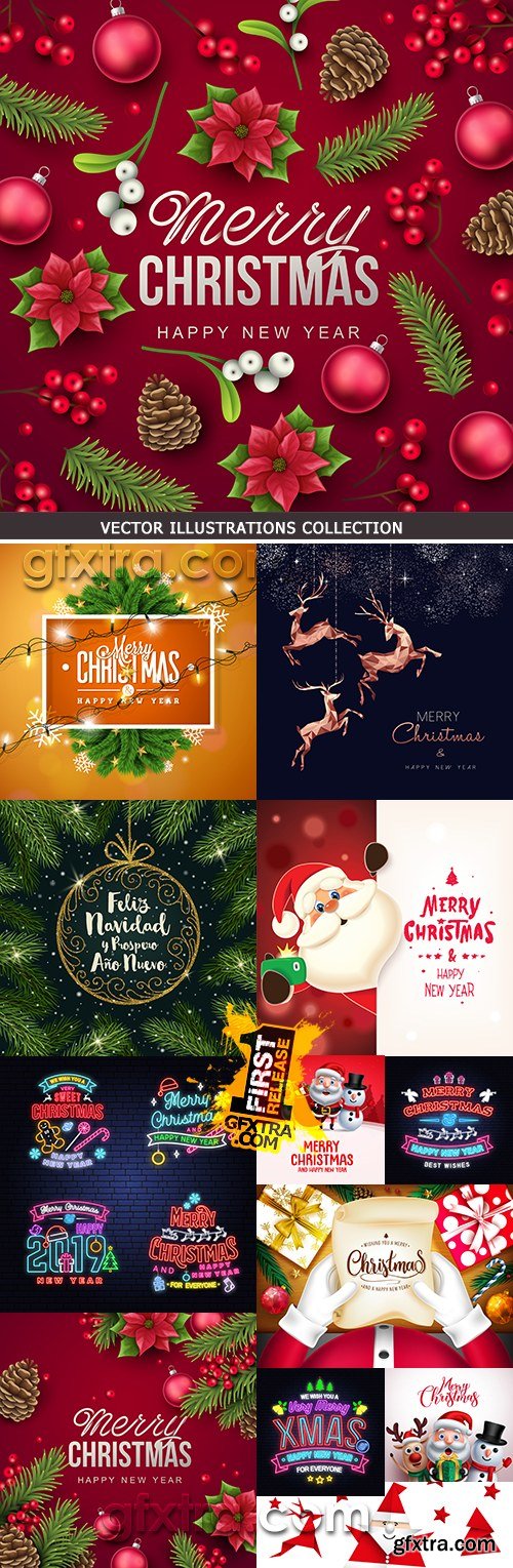 Happy Christmas collection background and elements 5