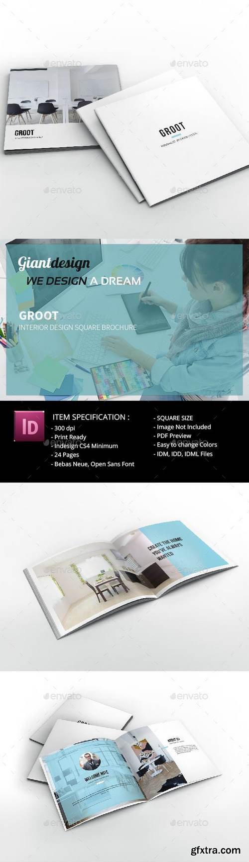 Graphicriver - Groot Interior Design Square Brochure 23000281