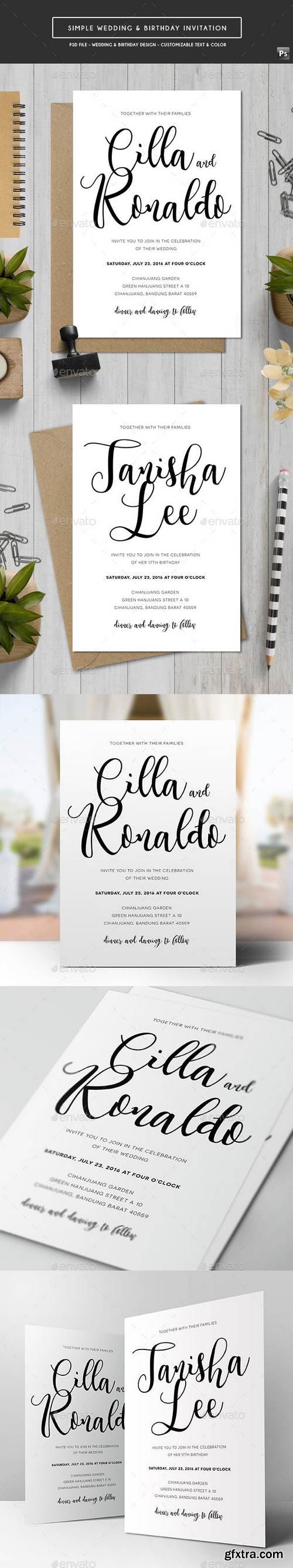 Graphicriver - Simple Wedding & Birthday Invitation 18513301