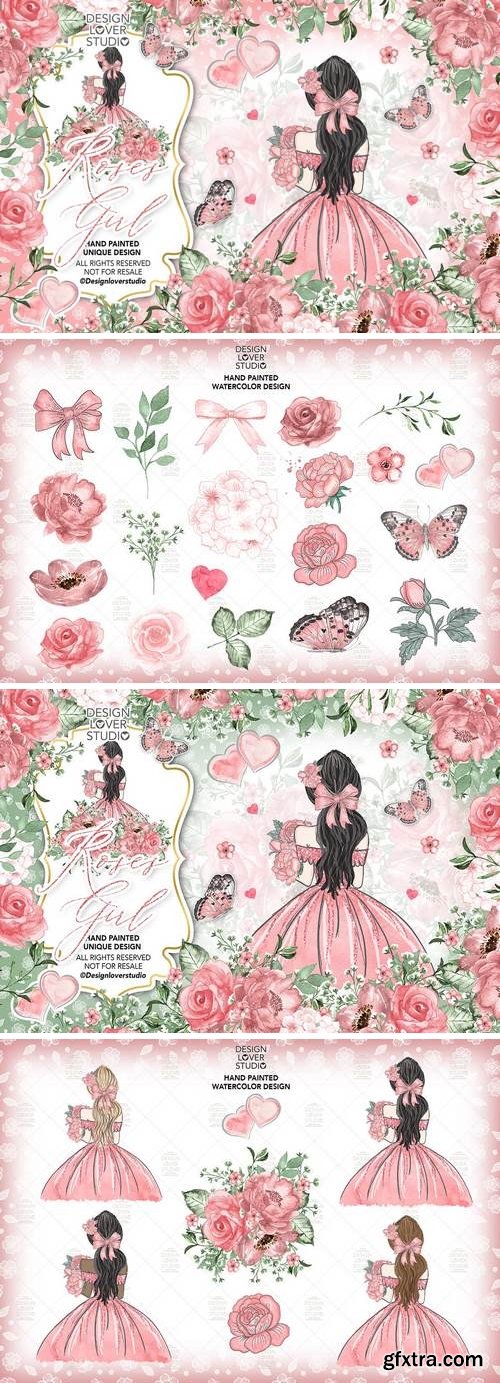 DesignBundles - Roses Girl design 176719