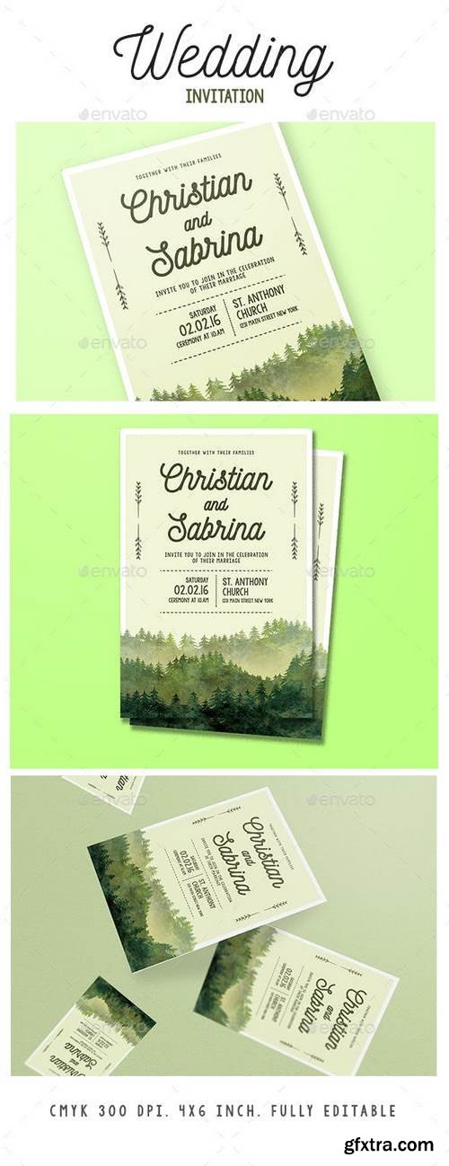 Graphicriver - Watercolor Forest Wedding Invitation 15833104