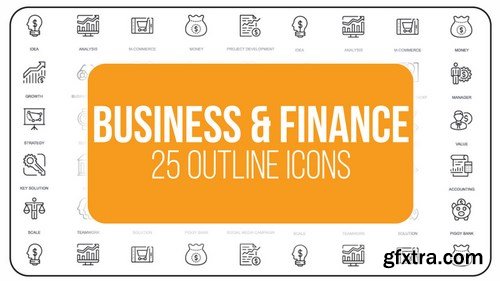 MA -  Business And Finance - 25 Outline Icons After Effects Templates 149550