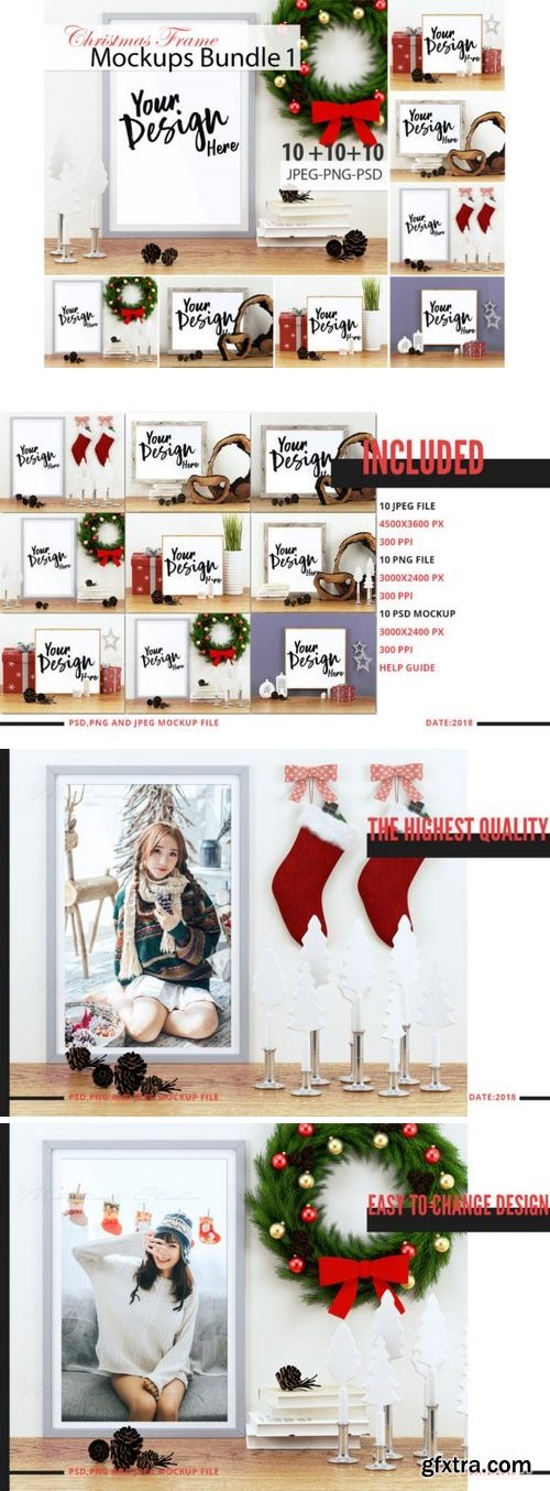 Thehungryjpeg - 10 Christmas Frame Mockup Bundle Volume 01 3512561