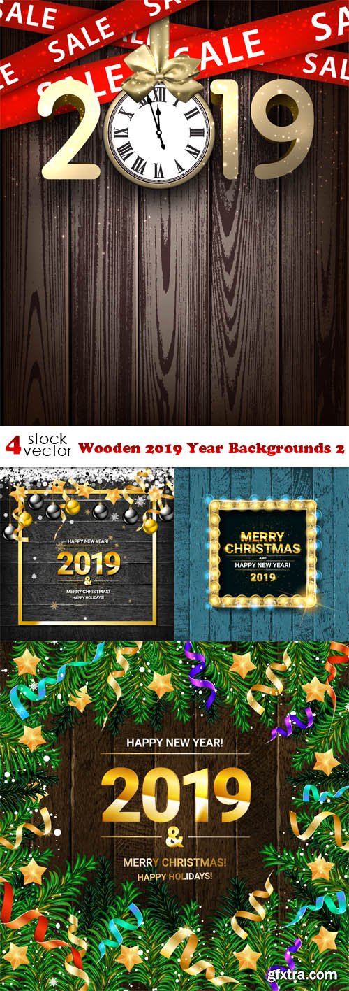 Vectors - Wooden 2019 Year Backgrounds 2