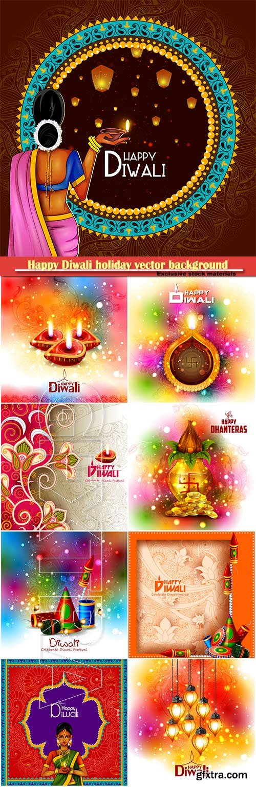 Happy Diwali holiday vector background