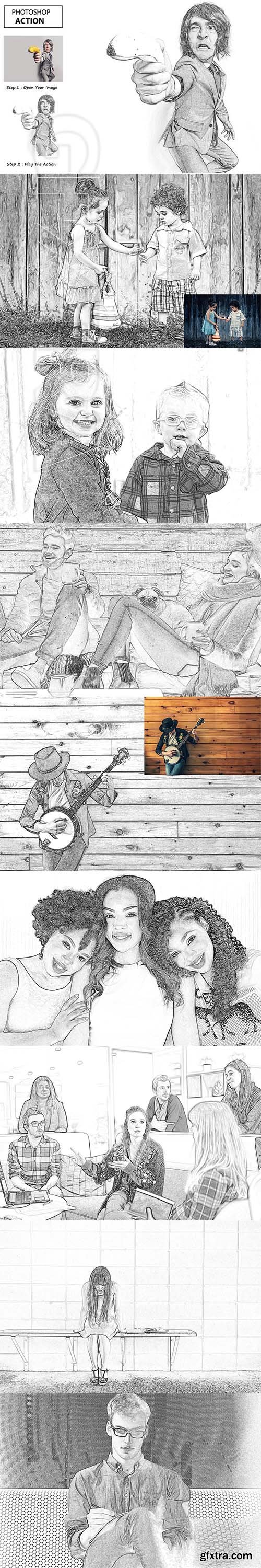 CreativeMarket - Pencil Sketch - Photo Shop Action 3193459