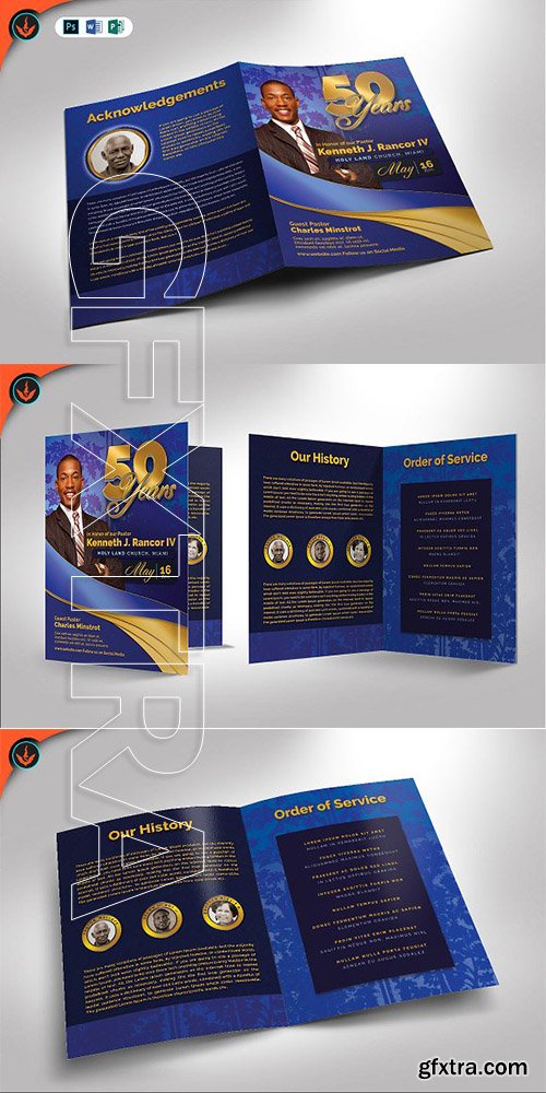 CreativeMarket - Sapphire Blue & Gold Anniversary 3207486