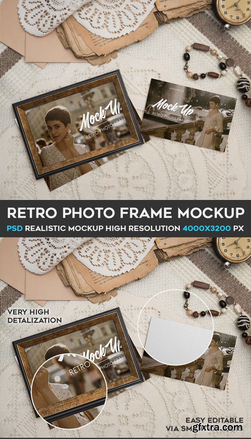 Retro Photo Frame PSD Mockup